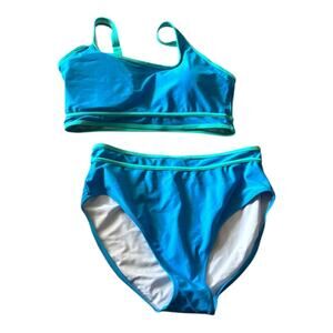 BML Blue Bikini Sport Top High-Waisted Size L